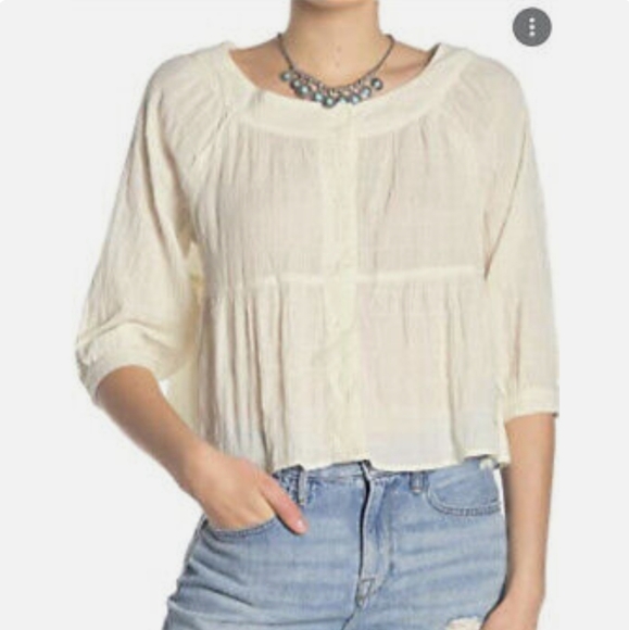 Free People Flowy Boho Hippie Summer Blouse - Picture 1 of 10